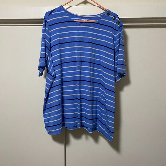 Lands' End short sleeve, ocean blue striped tunic w/3 buttons, size 3X - Picture 1 of 10